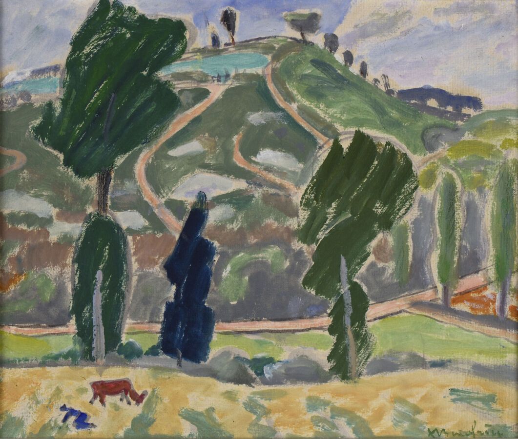 Null Adolphe BEAUFRERE (1876-1960).
Landschaft.
Öl auf Papier, auf Leinwand gekl&hellip;