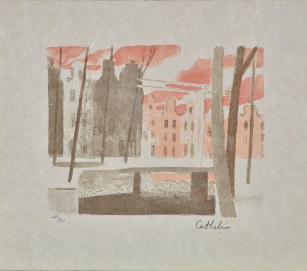 Null 伯纳德-CATHELIN(1919-2004)。
一批三件作品。
-日本的内部。
日本彩色石版画。 
右下方有签名。
编号为罗马数字XVIII/XXX&hellip;