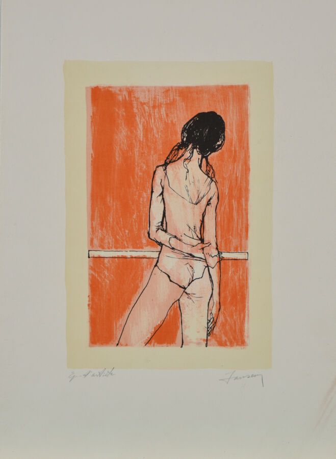 Null 让-扬森（1920-2013）。
一批共五件作品。
-女人靠着，裸露的半身。
牛皮纸上的彩色石版画。
右下方有签名。
左下角有编号11/40。
40 &hellip;