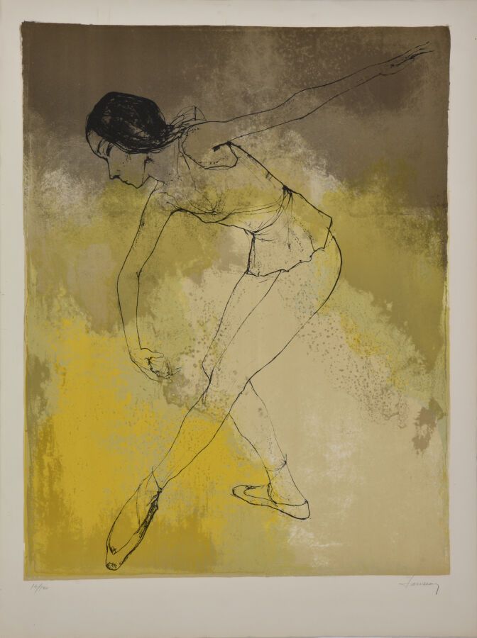 Null 让-扬森（1920-2013）。
一批四件作品。
-舞者的步伐。
牛皮纸上的彩色石版画。
右下方有签名。
左下角有编号14/120。
75 x 56厘&hellip;