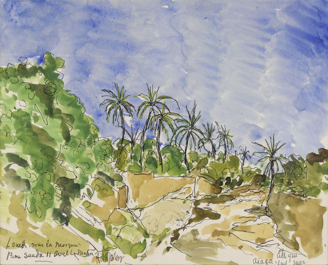 Null Félix JOURDAN (1891-1976).
Das Wadi unter der Moschee Bou Saada, 11. April &hellip;