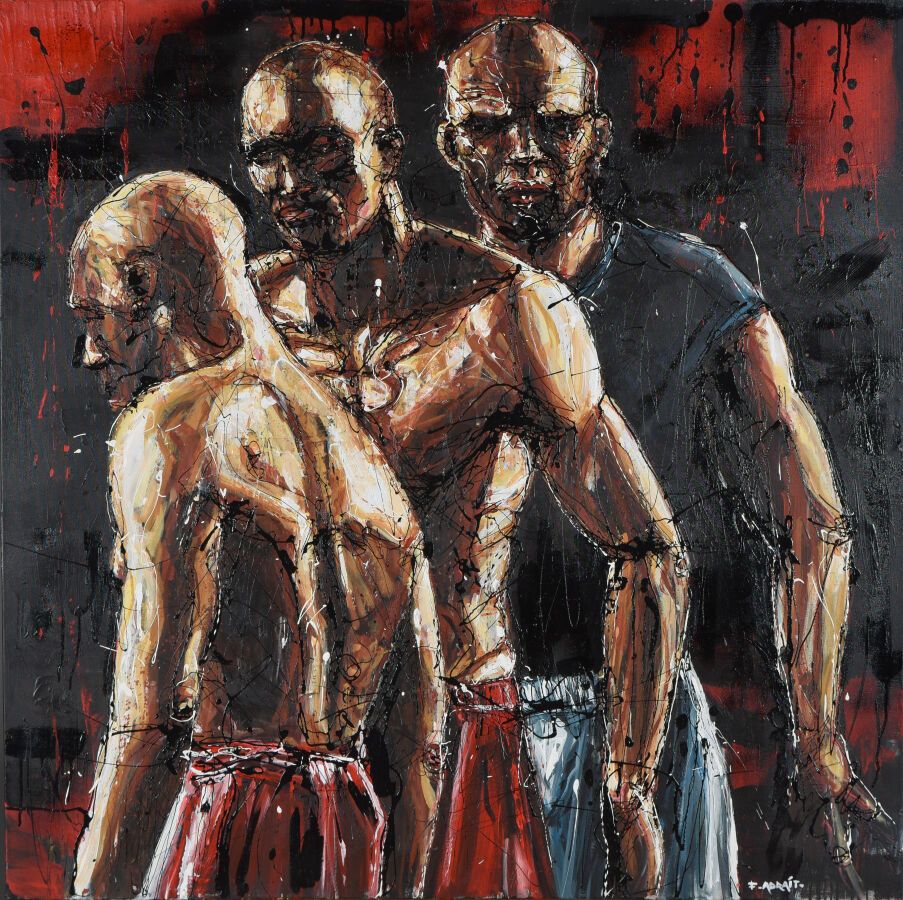 Null Frédéric ADRAIT (Né en 1973).
Les boxeurs.
Acrylique sur toile.
Signé en ba&hellip;