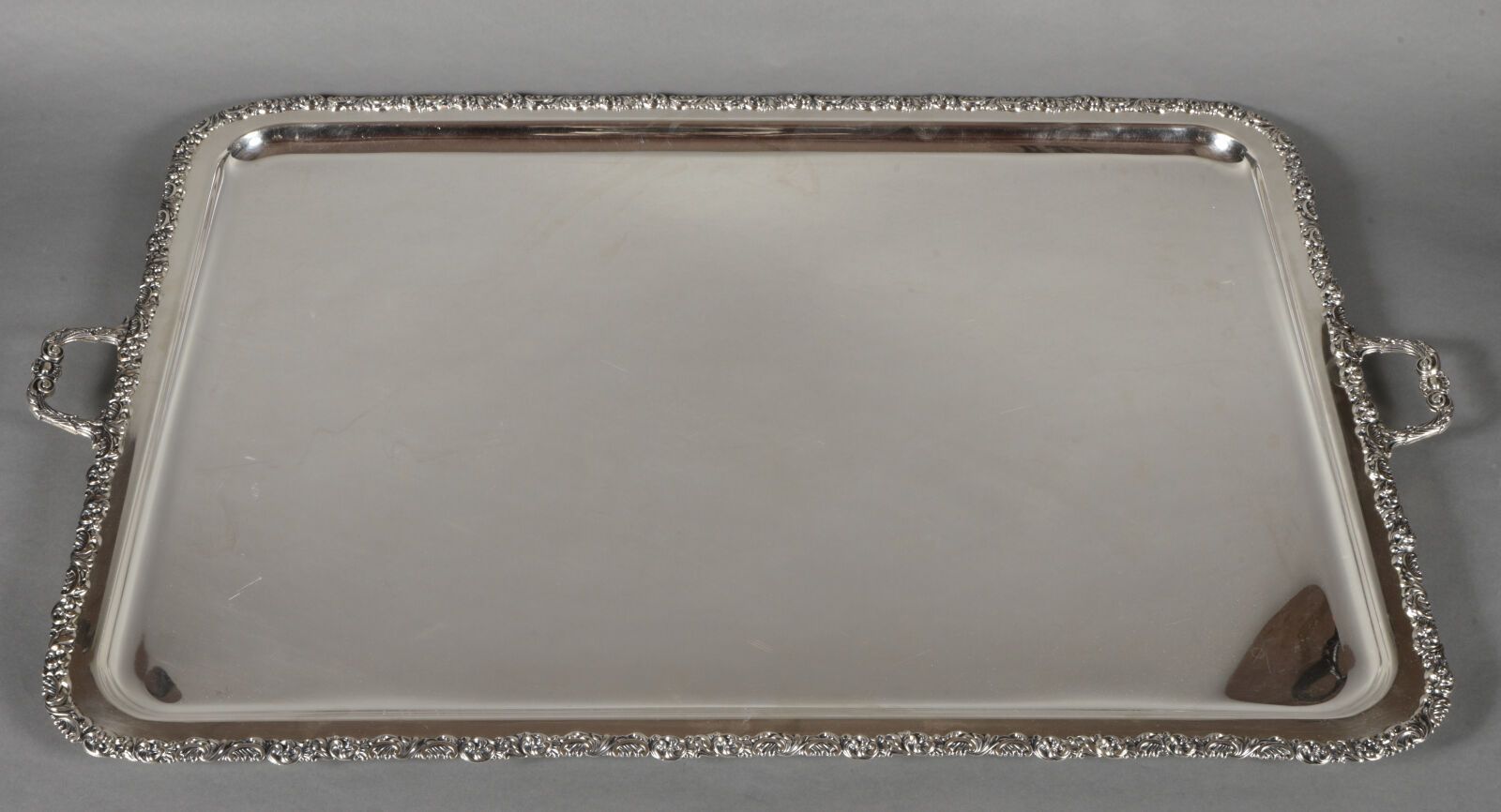 Null Rare large rectangular serving dish in re-silvered metal, rounded corners, &hellip;