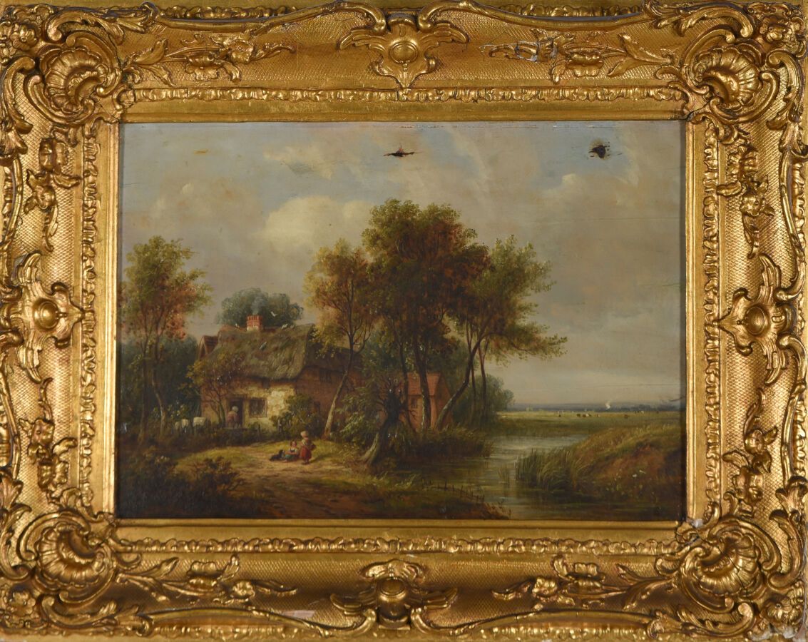 Null Samuel David COLKETT (1806-1863).
Bauernhof in den Sümpfen.
Öl auf einer Ho&hellip;