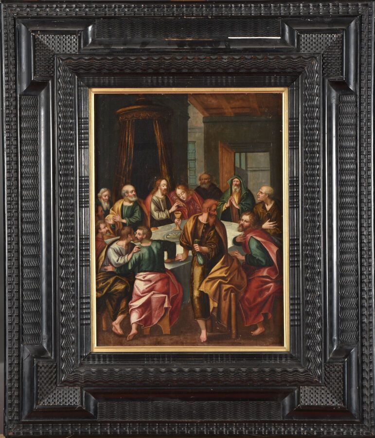 Null FLEMISH SCHOOL Late 16th century
The Last Supper
Oil on copper
H. 35.5 - L.&hellip;