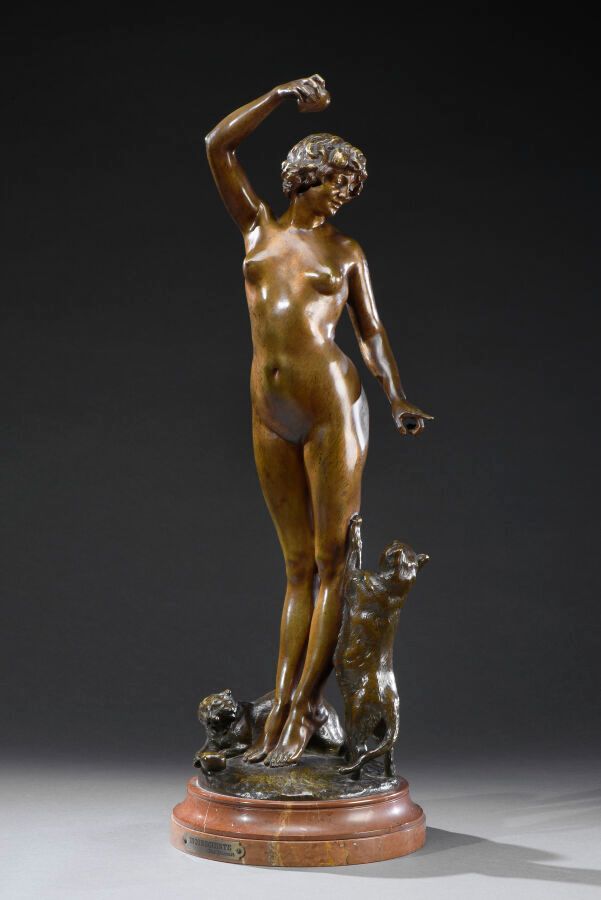 Null G. DUSSART (1875-1952) 
Inconsciente, épreuve en bronze figurant une jeune &hellip;