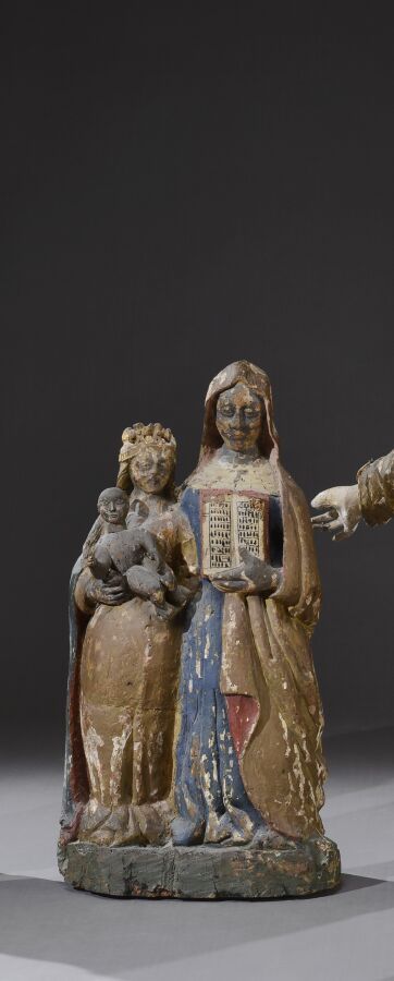 Null Sainte Anne éducatrice. 
Sculpture en bois polychromé figurant Sainte Anne &hellip;