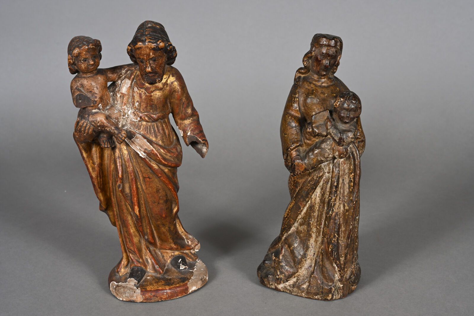 Null Vierge à l'Enfant et Saint Joseph et l'Enfant, sculptures en bois doré et p&hellip;