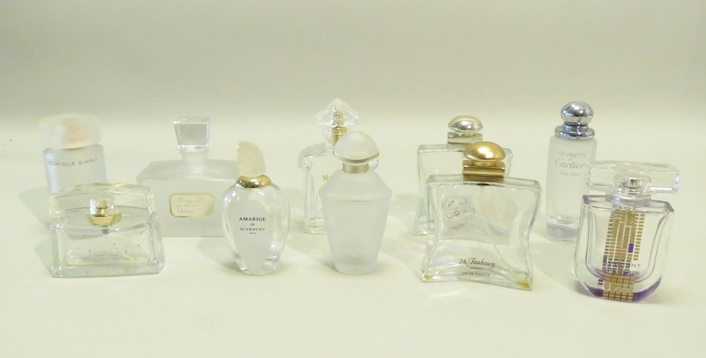 Null Lot de dix flacons divers en verre (Dior, Givenchy, Hermès, Guerlain, Carti&hellip;
