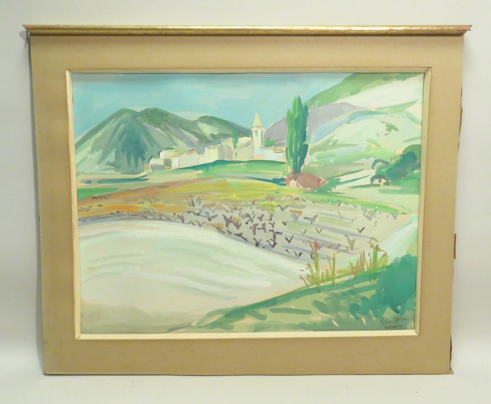 Null Roger WORMS (1907-1980). Paysage provençal, 1953. Aquarelle et gouache sur &hellip;