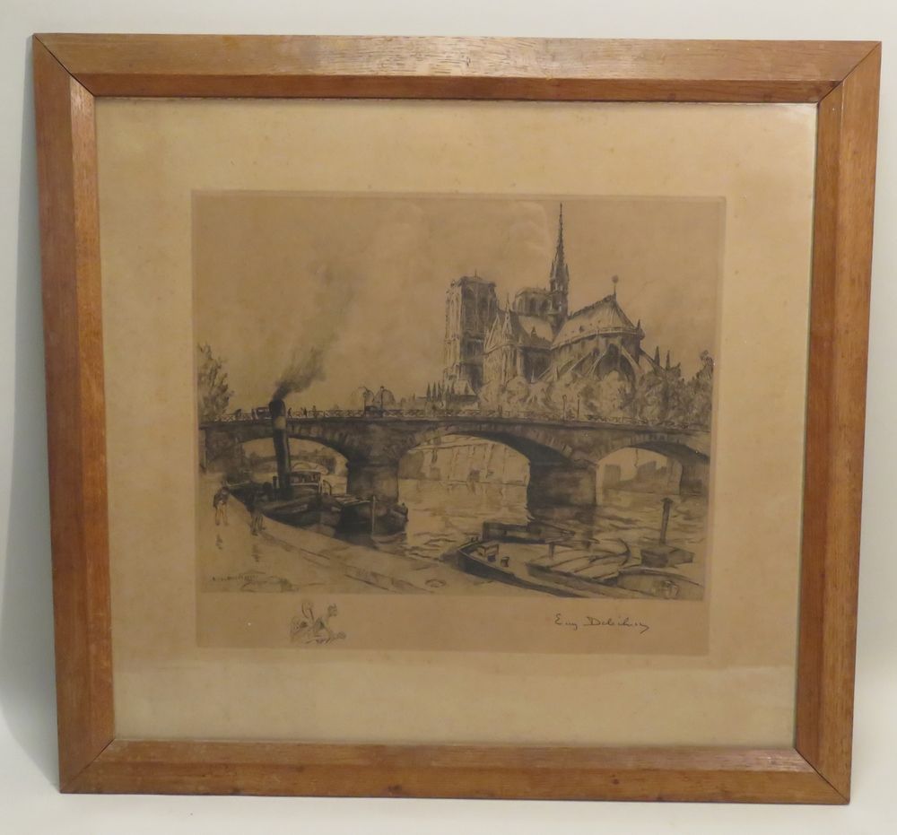 Null Eugène DELECLUSE (1882-1972). Notre-Dame de Paris. Eau-forte sur Vélin, sig&hellip;