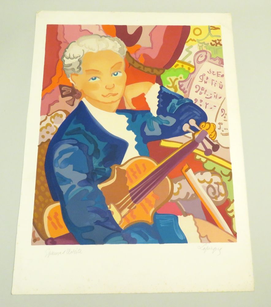 Null Charles LAPICQUE (1898-1988). "Le jeune Violoniste", 1966. Lithographie cou&hellip;