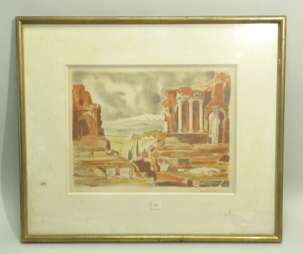 Null Jean Eugène BERSIER (1895-1978). Monument antique. Lithographie couleurs su&hellip;