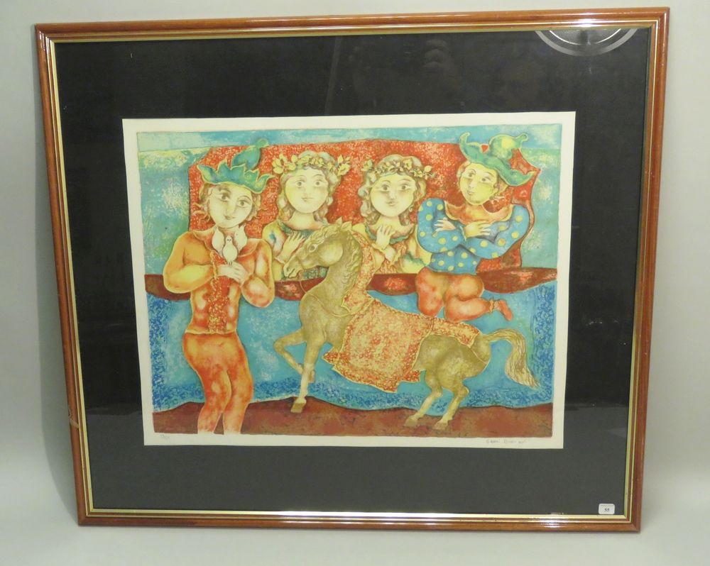 Null Sakti BURMAN (né en 1935). Composition. Lithographie couleurs sur Vélin, si&hellip;
