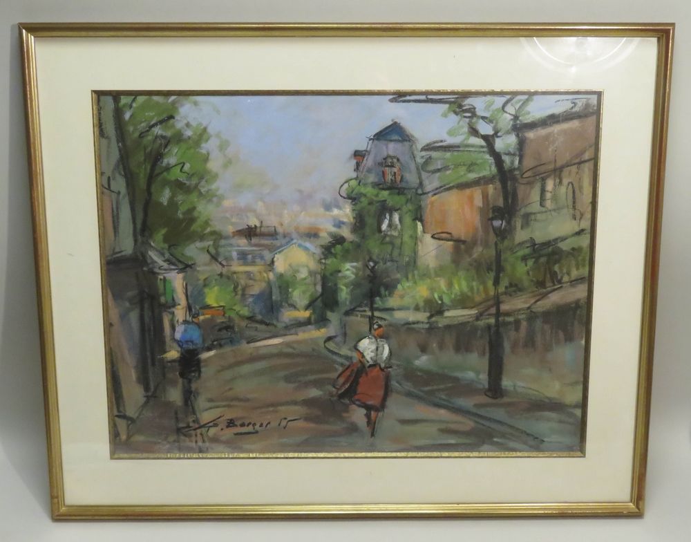 Null Georges BERGER (1908-1976). Ruelle à Montmartre, 1955. Pastel sur papier, s&hellip;