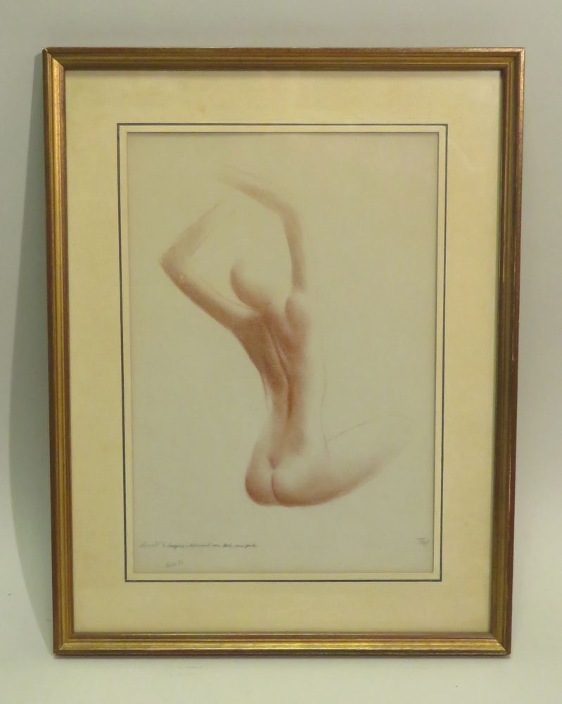 Null THUG ? (Xxème). Nu féminin, 1973. Sanguine sur papier, signée en bas à droi&hellip;