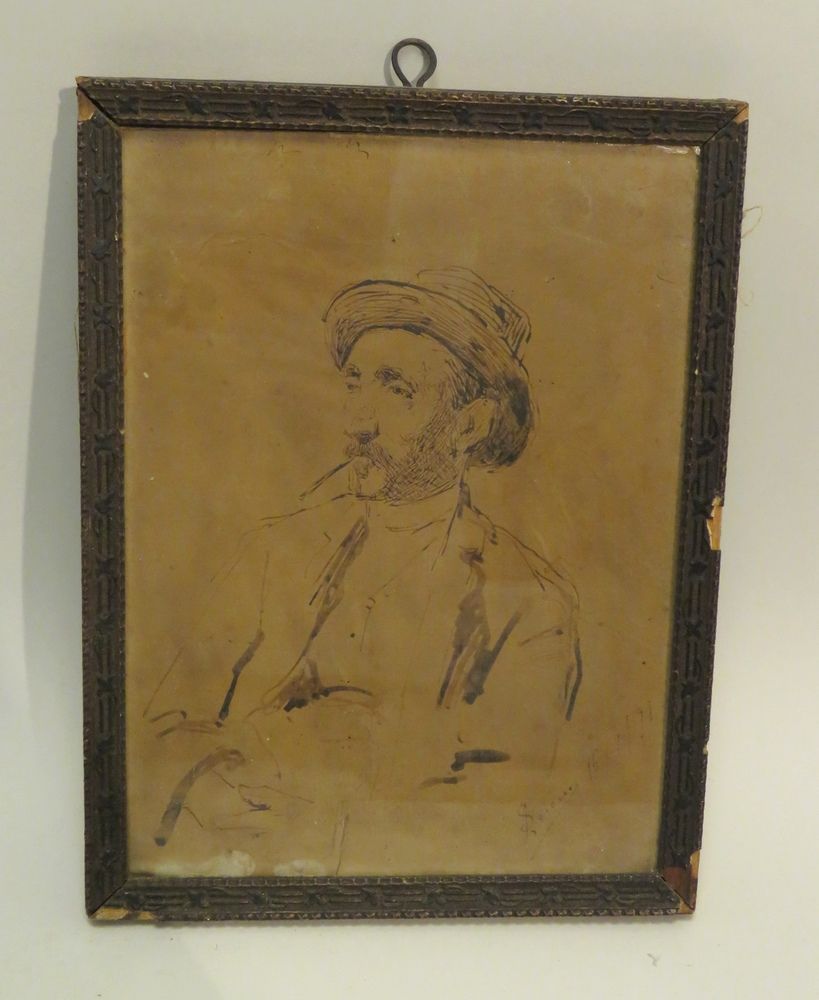 Null Luigi SERENA (1855-1911). Homme à la cigarette, 1891. Dessin à la plume et &hellip;