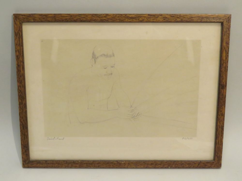 Null Yves DE SAINT-FRONT (1928-2011). Homme au tressage. Lithographie sur Vélin,&hellip;