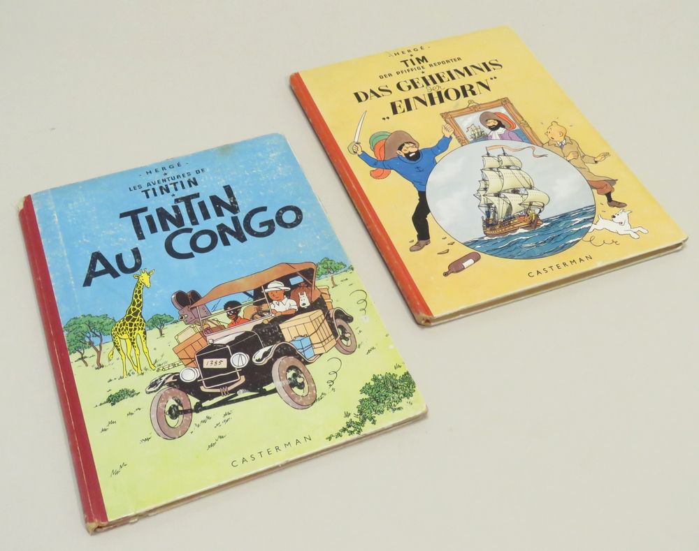 Null Lot de deux bandes dessinnées, comprenant : "TINTIN au Congo", éditions Cas&hellip;