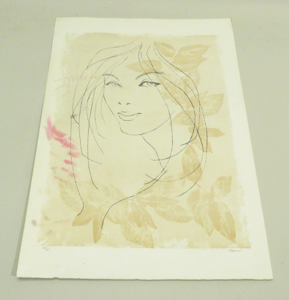 Null Jeune femme. Lithographie couleurs sur Vélin BFK Rives, porte une signature&hellip;