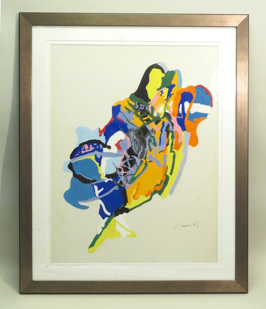 Null Anne FRANÇAIS (1909-1995). "Ionniste", Vers 1965-1970. Gouache sur papier d&hellip;