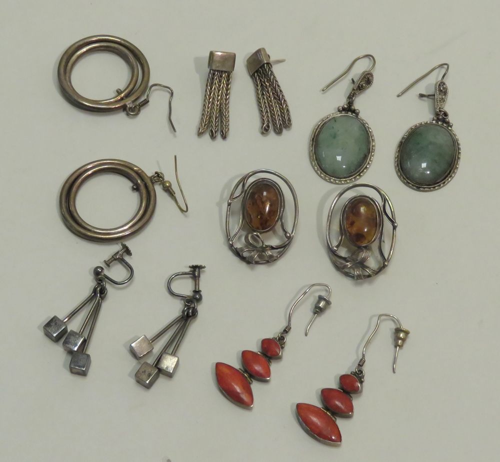 Null Lot de six belles paires de boucles d'oreilles/boutons d'oreilles en argent&hellip;