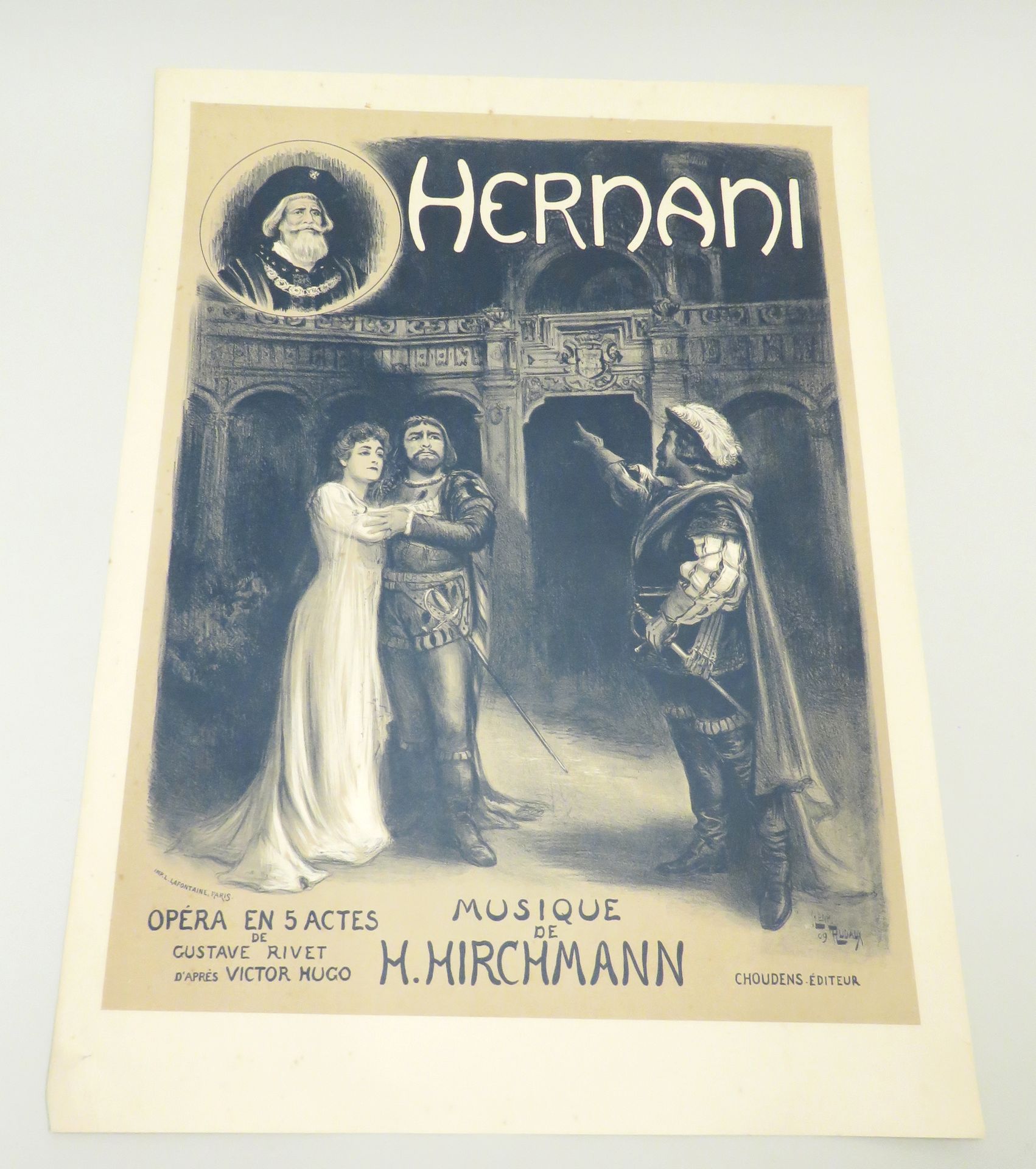 Null Affcihe lithographiée d'après Henri Edmond RUDAUX (1870-1927). "Hernani". O&hellip;
