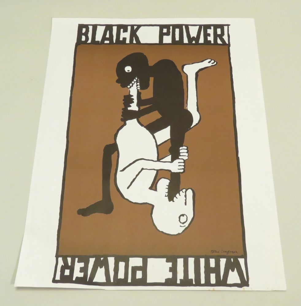 Null Tomi UNGERER (1931-2019). "Black Power-White Power". Affiche lithographiée &hellip;
