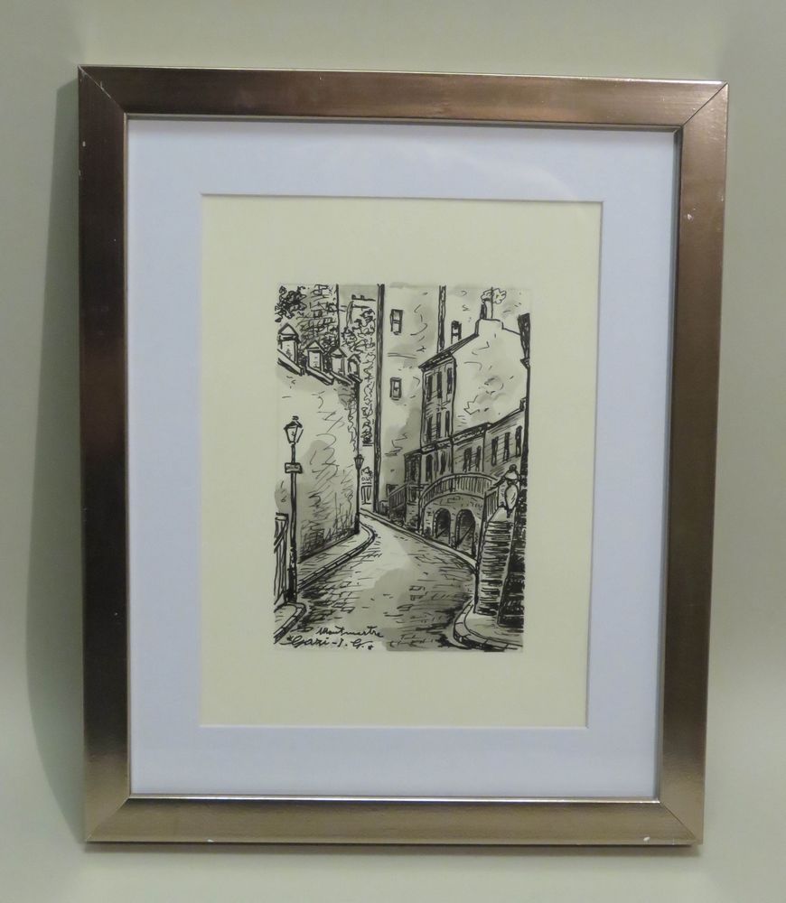 Null I.G.GAZI (1900-1975) dit LE TATAR. "Montmartre". Encre de Chine et lavis d'&hellip;