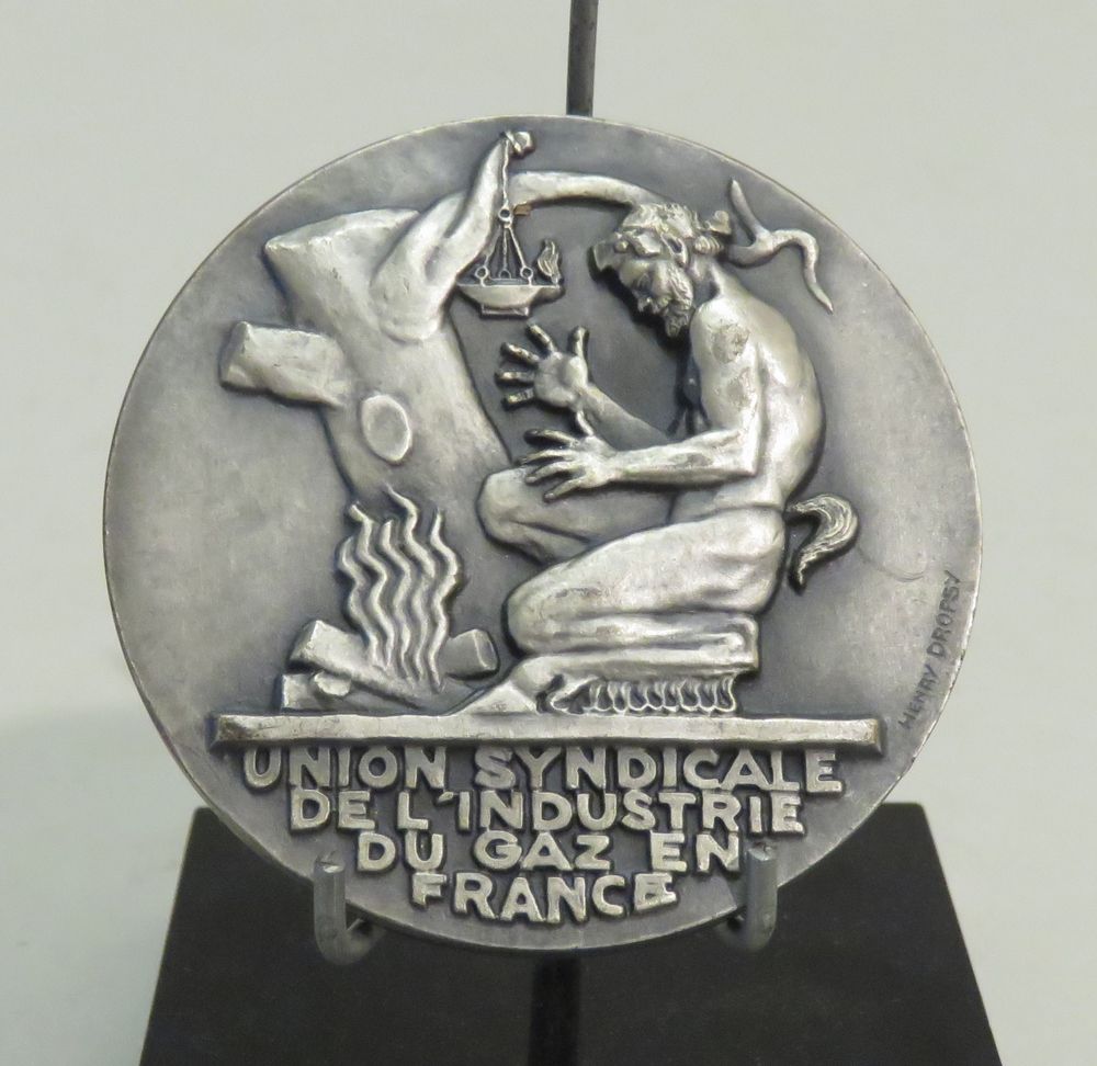 Null Médaille d'après Henry DROPSY, en bronze argenté "UNION SYNDICALE DE L'INDU&hellip;