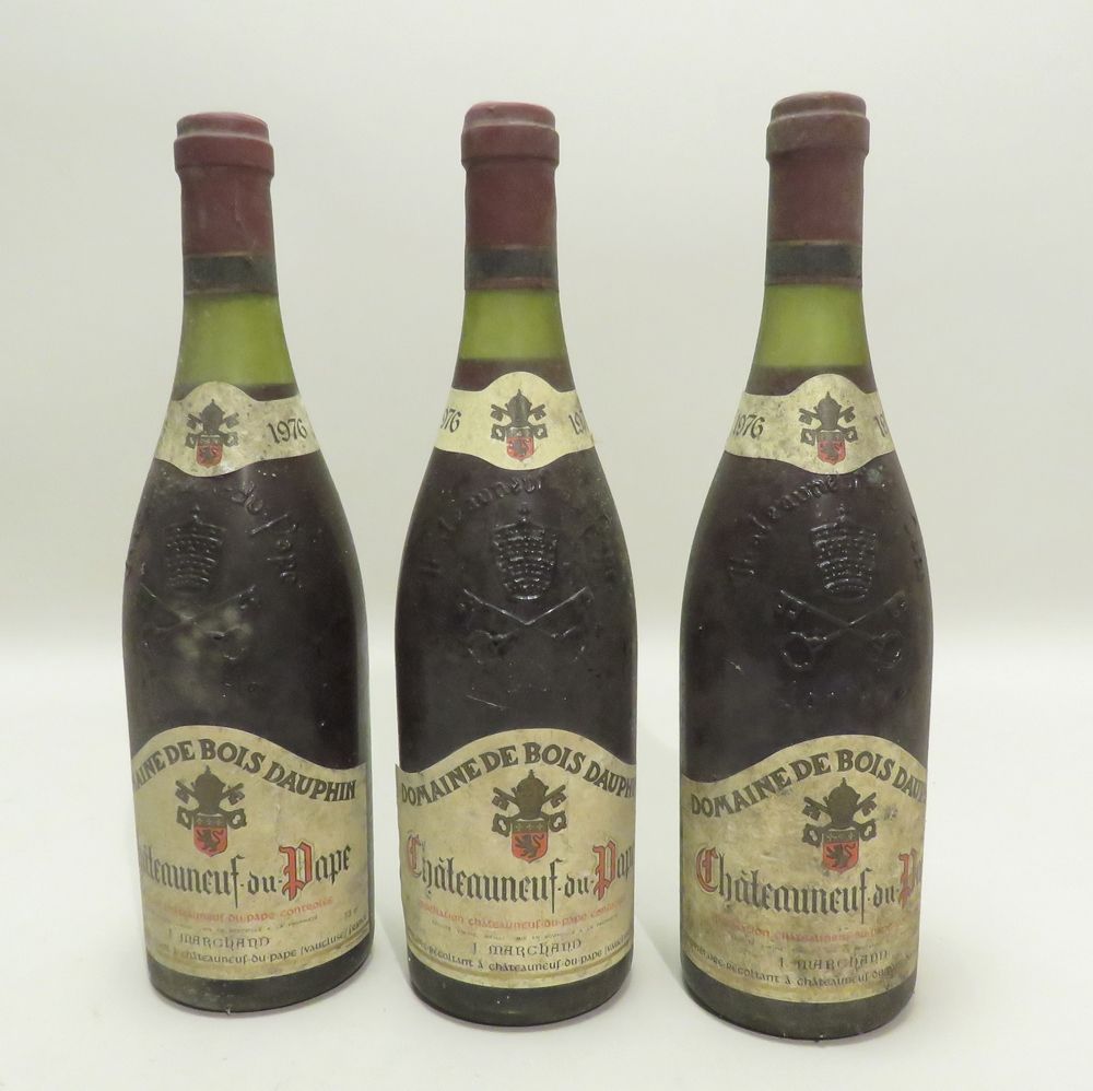 Null Domaine de Bois Dauphin, J.Marchand, Châteauneuf-Du-Pape, 1976 vintage. 3 B&hellip;