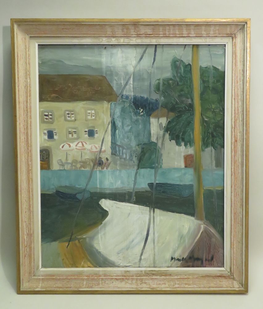 Null Maiten MANGEOL (1903-2003). Composition. Huile sur toile, signée en bas à d&hellip;