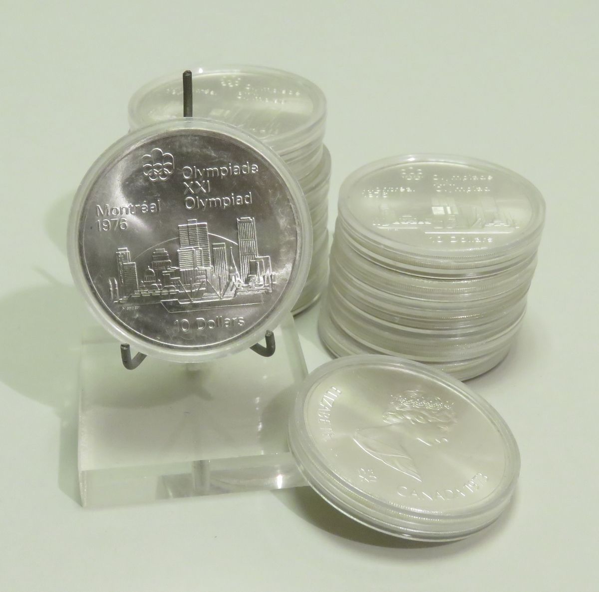 Null Set di 14 monete d'argento da 10 dollari "Montreal-Olympiad". FDC. Diam: 45&hellip;