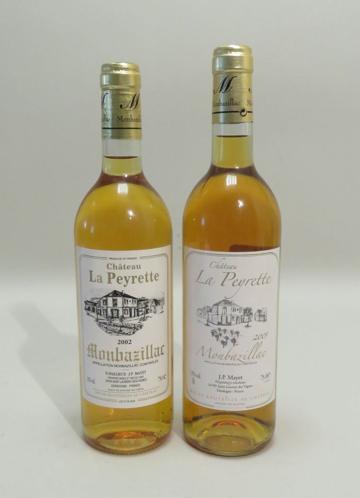 Null Lot de 2 BTLS : Château la Peyrette, Blanc liquoreux, Blanc, Monbazillac. M&hellip;