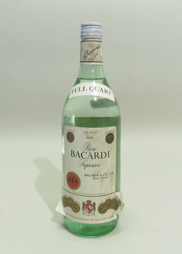 Null Ron Bacardi Superior, Full Quart. 1 Flasche.