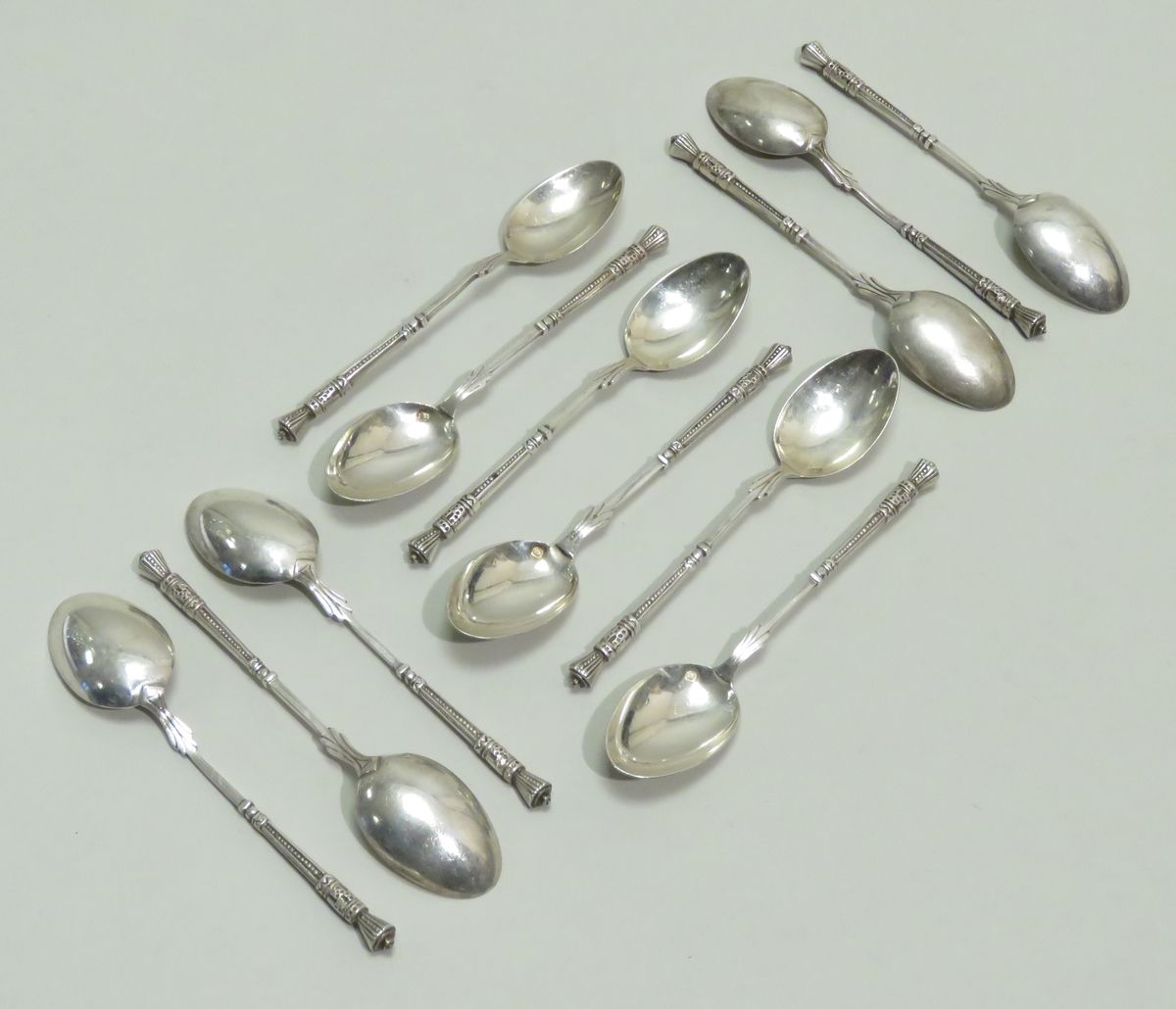 Null Suite of twelve silver mocha spoons (Minerve, 1st Title & Goldsmith's hallm&hellip;