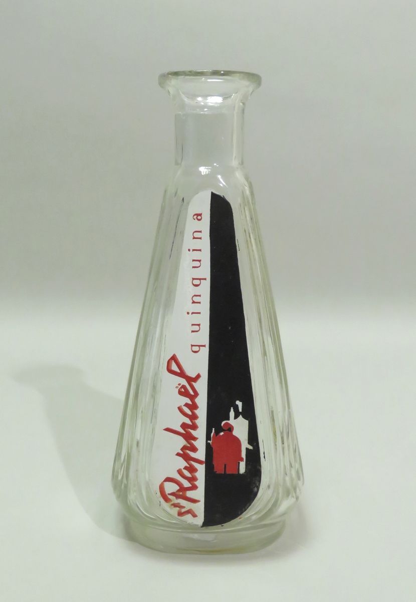 Null 吹制的玻璃广告酒壶 "Saint-Raphaël Quinquina"。25 x 9厘米。