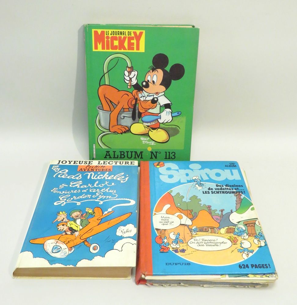 Null Lot de 3 albums de BD (Journal de Mickey ; Les Pieds Nickelés ; Spirou). Et&hellip;