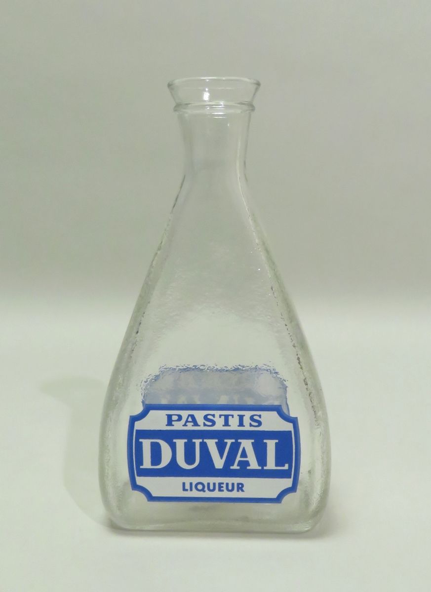 Null Carafe publicitaire en verre moulé/pressé "Pastis DUVAL-Liqueur". 20 x 10.5&hellip;