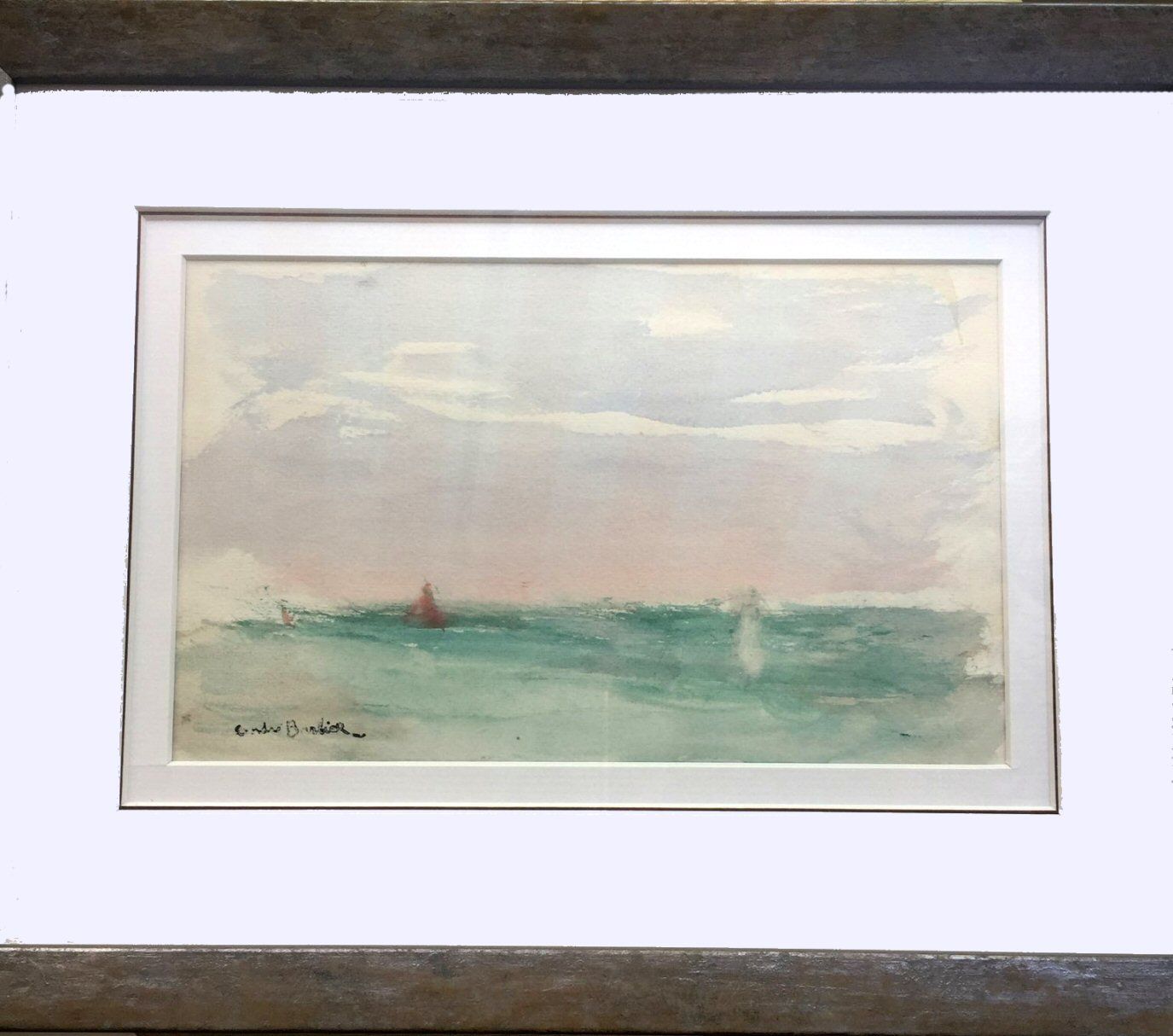 Null André BARBIER (1883-1970). Marine. Aquarelle et rehauts de gouache blanche &hellip;