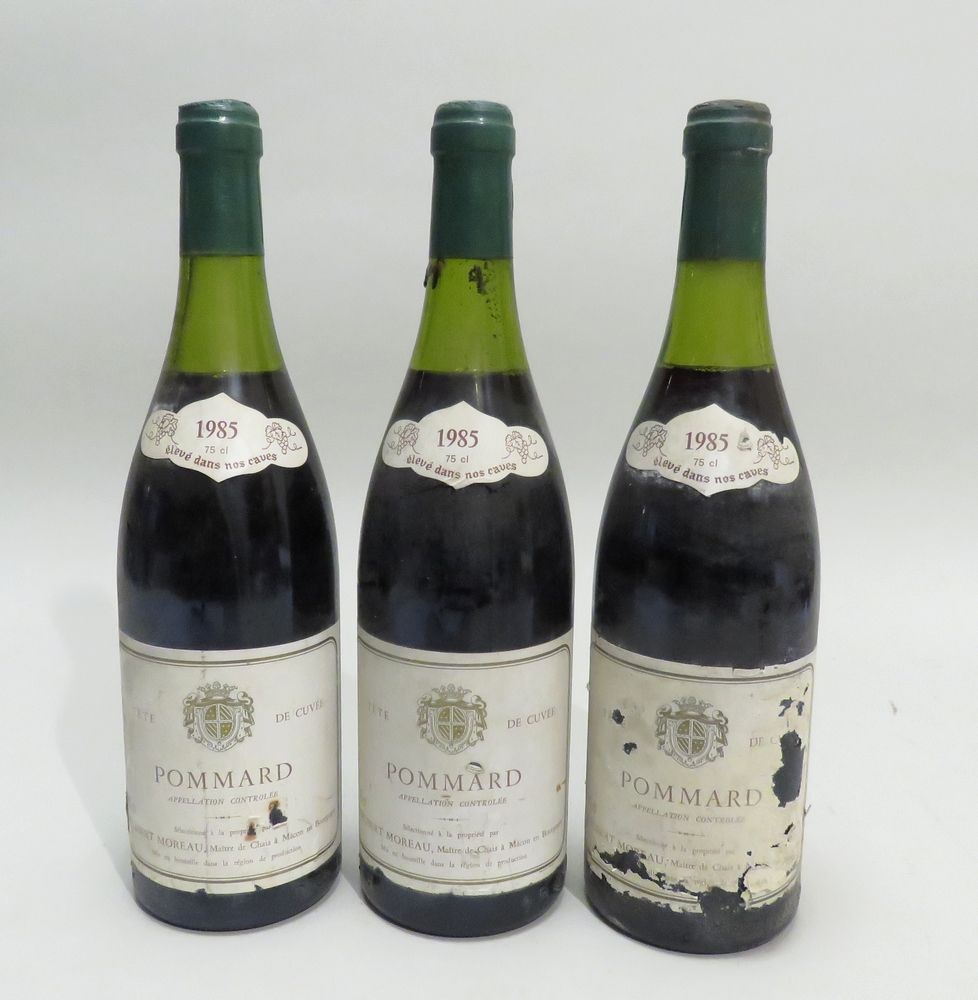 Null Pommard, Philibert Moreau, Tête de Cuvée, Bourgogne, millésime 1985. 3 BTLS&hellip;