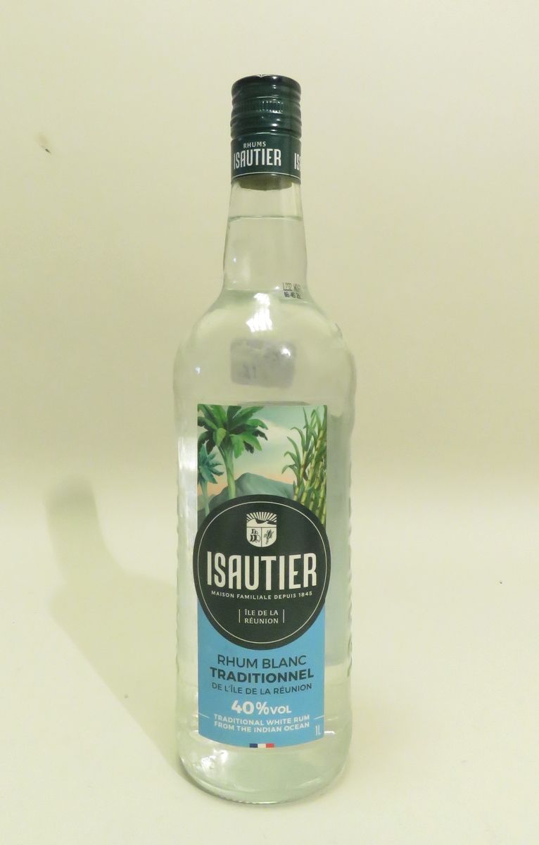 Null Isautier, Traditioneller weißer Rum, Ile de La Réunion. 1 Flasche mit 1L.