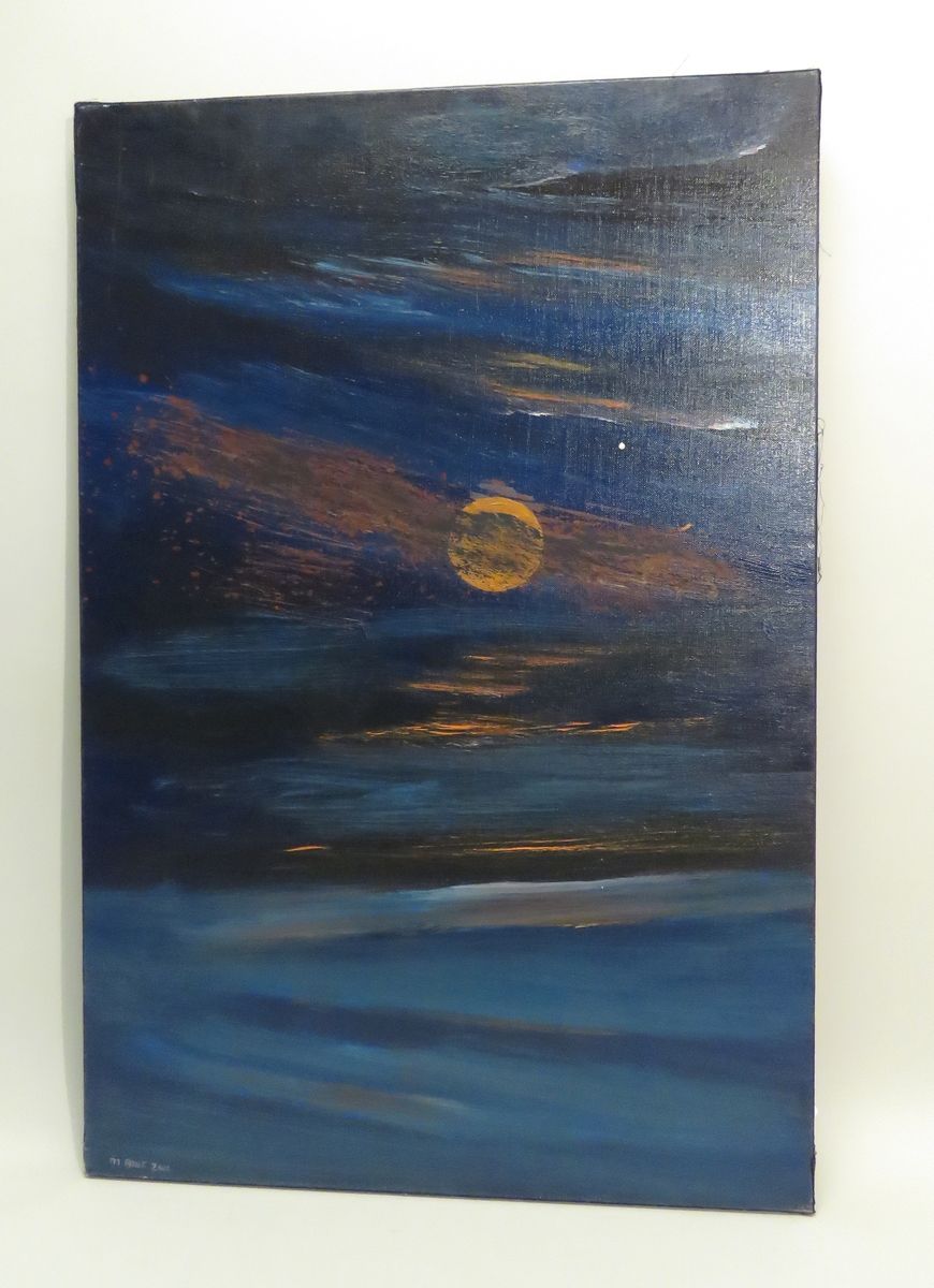 Null 米歇尔-比奥特（1936-2020）。"月亮"，2000年。布面油画，左下角有签名和日期，背面有会签和标题。高度：81厘米 宽度：54.5厘米。