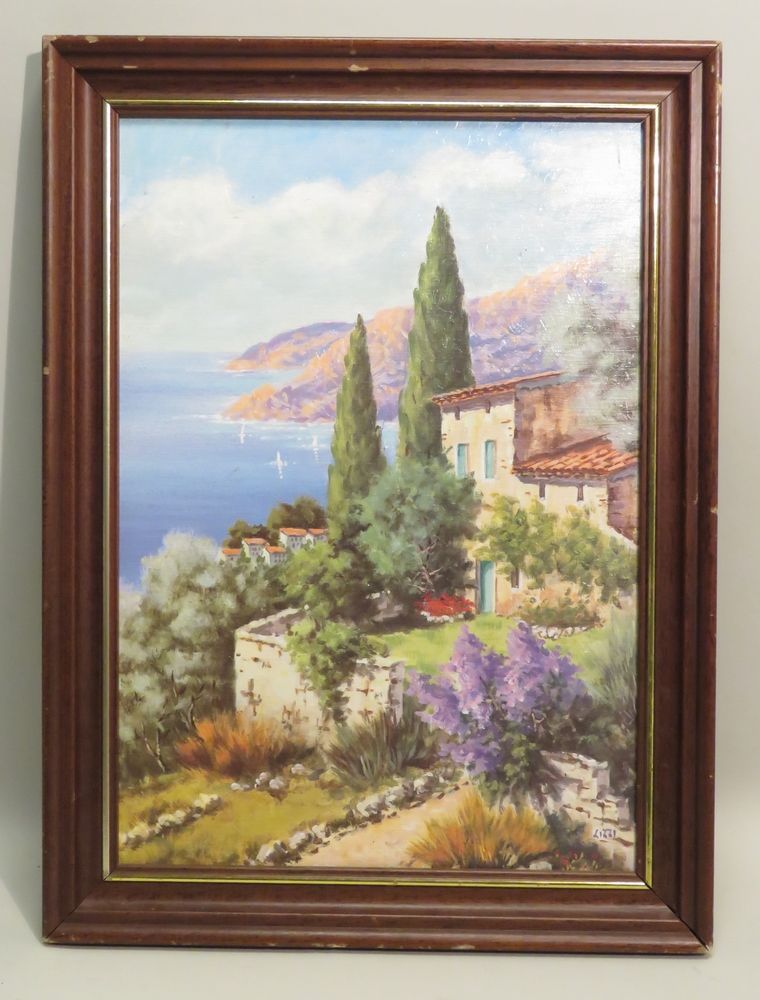 Null LIZZI (Xxème). Provencal landscape. Offset in colors framed. 48,5 x 34 cm.