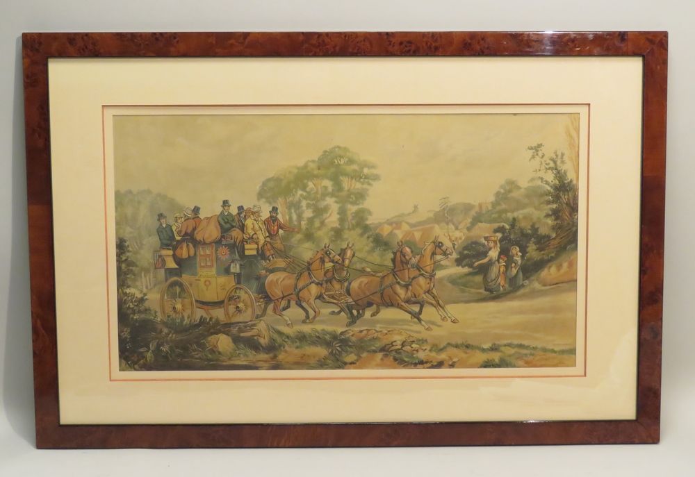 Null English lithograph in colors and framed. 31.5 x 57.5 cm (at sight).