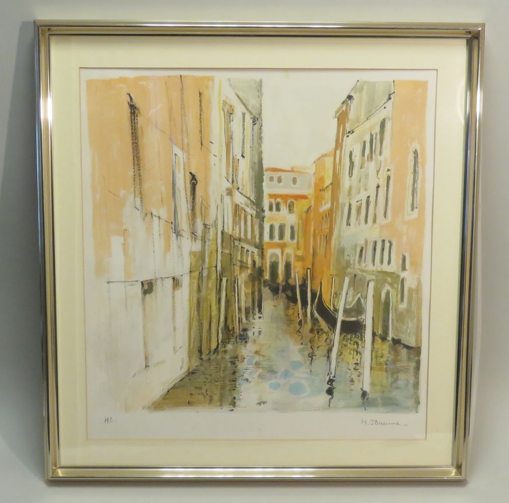 Null 米歇尔-朱埃纳（生于1933年）。威尼斯的运河。牛皮纸彩色石版画，右下方有艺术家签名，左下方有 "H.C. "字样。高度：57.5厘米 宽度：52厘米&hellip;
