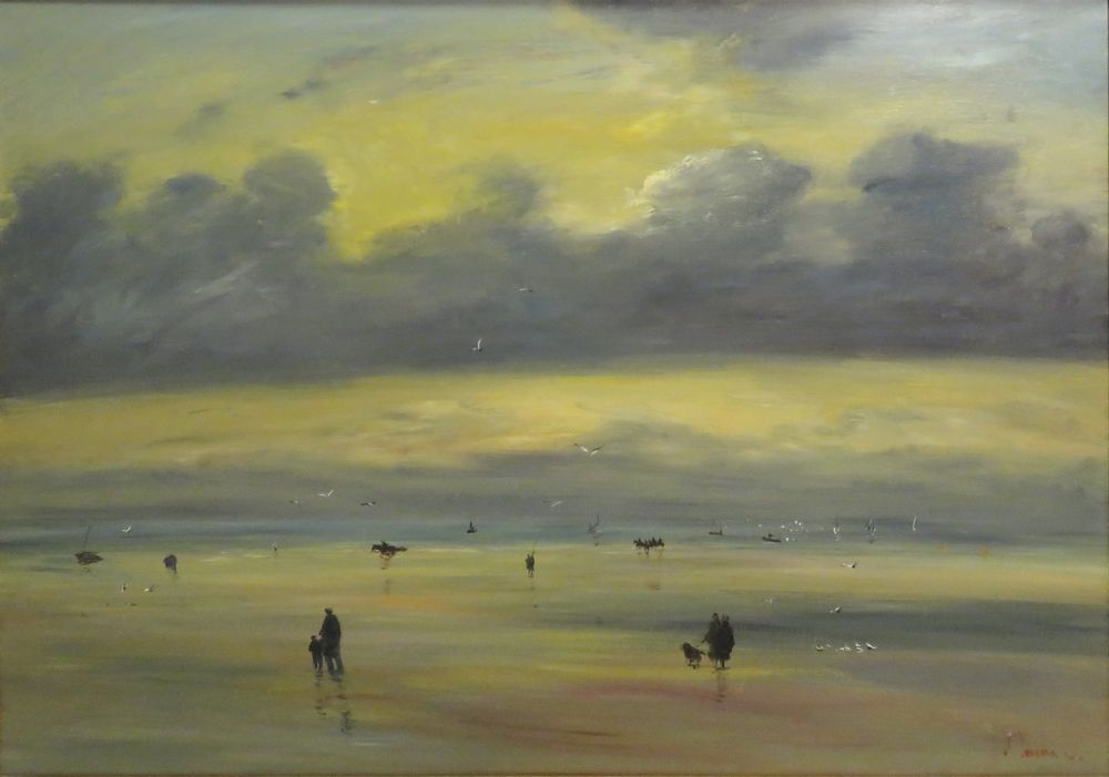 Null Jean-Pierre JOUAN (nato nel 1943). "Deauville, mare al tramonto", 1989. Oli&hellip;