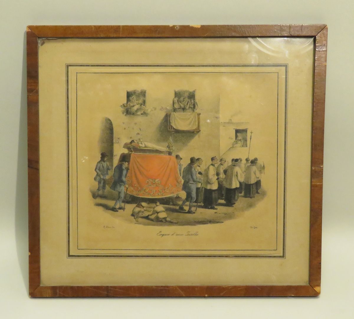 Null 在盖塔诺-杜拉（1805-1878）之后。葬礼。彩色石板画（由GATTI创作），左下方有签名。