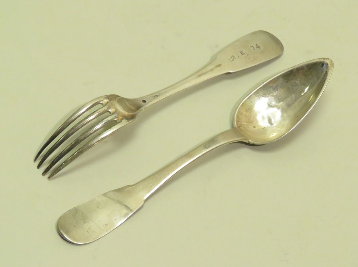 Null Goldsmith : O.B. Silver flatware (2 pieces), with the uniplat model (Minerv&hellip;