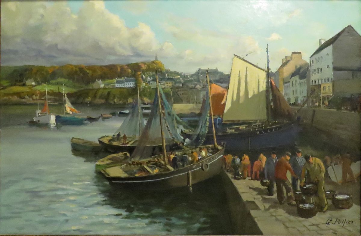 Null Gaston POTTIER (1885-1980). Port breton. Huile sur toile, signée en bas à d&hellip;